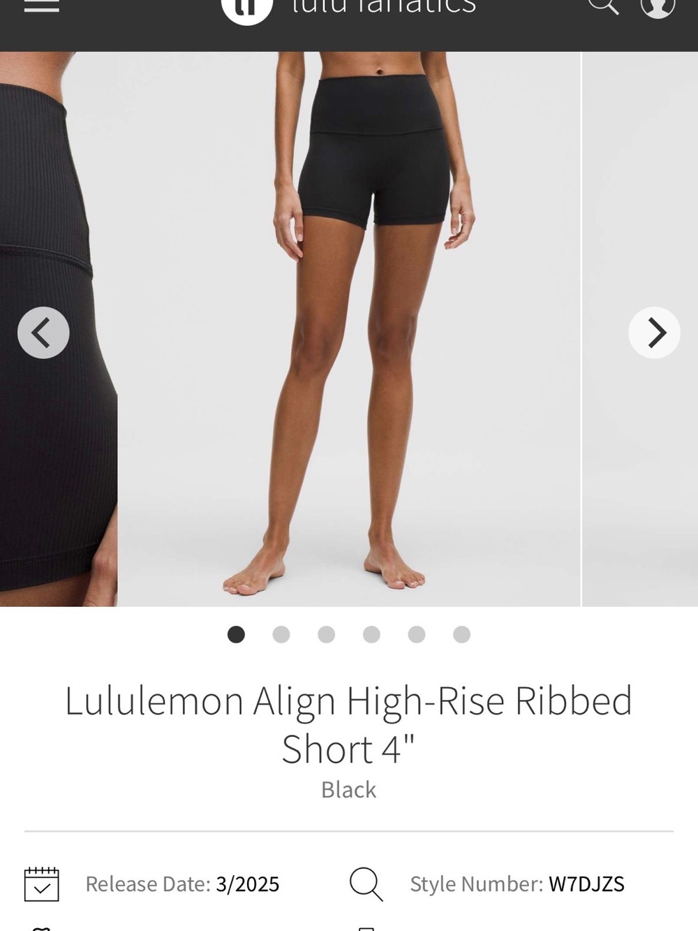 lululemon athletica Align High-Rise Ribbed Short 4" - Black